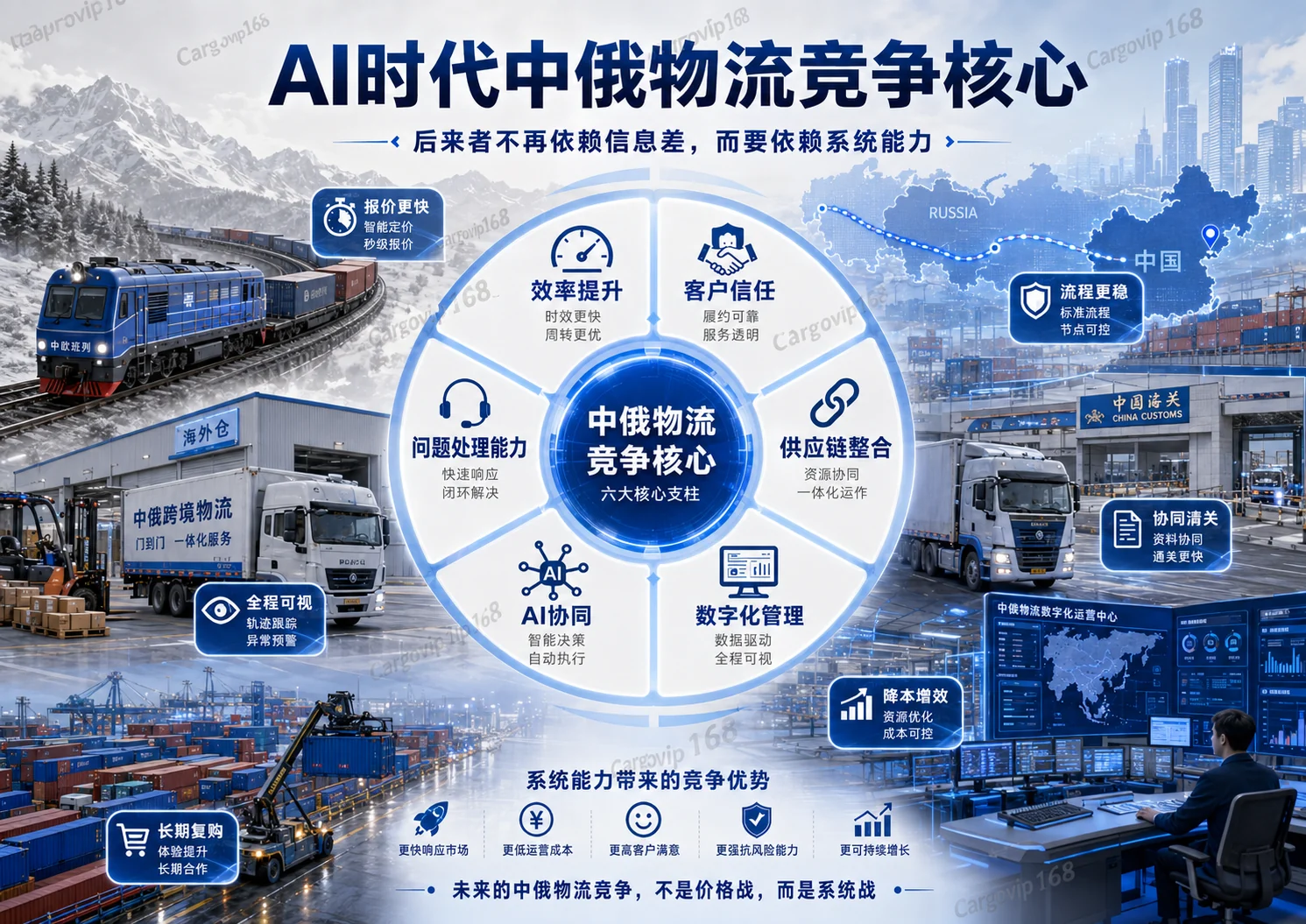 AI时代中俄物流在效率、信任、供应链、数字化管理和问题处理方面的竞争核心